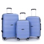 Hartschalen-Koffer mit Drehrädern, PP-Gepäcksets, leichter, robuster Koffer mit TSA-Schloss, 3-teiliges Set (20/24/28), violettblau