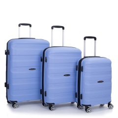 Maleta rígida con ruedas giratorias, juegos de equipaje de PP, maleta ligera y duradera con cerradura TSA, juego de 3 piezas (20/24/28), azul purpúreo