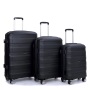 طقم حقائب سفر من هاردشيل بعجلات دوارة من البولي بروبيلين ، حقيبة متينة خفيفة الوزن مع قفل TSA ، مجموعة من 3 قطع (20/24/28) ، أسود