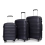 طقم حقائب سفر من هاردشيل بعجلات دوارة من البولي بروبيلين ، حقيبة متينة خفيفة الوزن مع قفل TSA ، مجموعة من 3 قطع (20/24/28) ، أسود