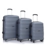 حقيبة هاردشيل بعجلات دوارة من البولي بروبيلين، حقيبة متينة خفيفة الوزن مع قفل TSA، مجموعة من 3 قطع (20/24/28)، رمادي