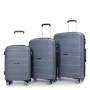 حقيبة هاردشيل بعجلات دوارة من البولي بروبيلين، حقيبة متينة خفيفة الوزن مع قفل TSA، مجموعة من 3 قطع (20/24/28)، رمادي