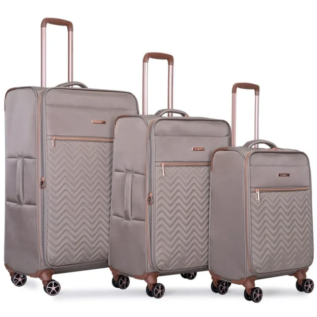 Travelhouse Juego de equipaje de 3 piezas Maleta ligera expandible con ruedas giratorias (Caqui)