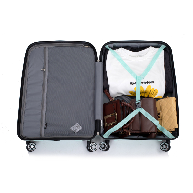 Hardshell Suitcase Spinner Wheels PP Luggage Sets Lightweight Durable Suitcase with TSA Lock,3-Piece Set (20/24/28) ,Light Green