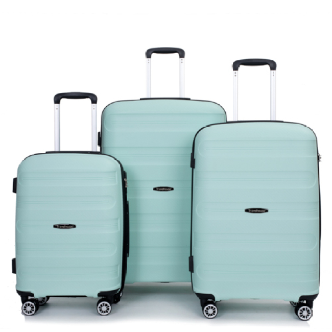 Hardshell Suitcase Spinner Wheels PP Luggage Sets Lightweight Durable Suitcase with TSA Lock,3-Piece Set (20/24/28) ,Light Green