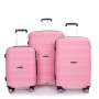 Maleta rígida con ruedas giratorias, juegos de equipaje de PP, maleta ligera y duradera con cerradura TSA, juego de 3 piezas (20/24/28), rosa