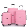 Maleta rígida con ruedas giratorias, juegos de equipaje de PP, maleta ligera y duradera con cerradura TSA, juego de 3 piezas (20/24/28), rosa