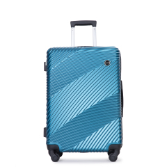 3 Piece Luggage Sets PC+ABS Lightweight Suitcase with Two Hooks, Spinner Wheels, (20/24/28) Dark Blue 