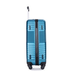 Ensembles de bagages 3 pièces PC + ABS, valise légère avec deux crochets, roues pivotantes (20/24/28) bleu foncé