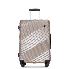 3 Piece Luggage Sets PC+ABS Lightweight Suitcase with Two Hooks, Spinner Wheels, (20/24/28) Gold 