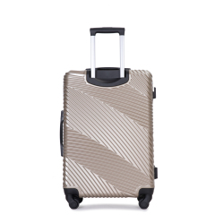 Ensembles de bagages 3 pièces PC + ABS, valise légère avec deux crochets, roues pivotantes, (20/24/28) doré