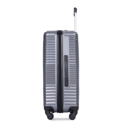 Ensembles de bagages 3 pièces PC + ABS valise légère avec deux crochets, roues pivotantes, (20/24/28) gris