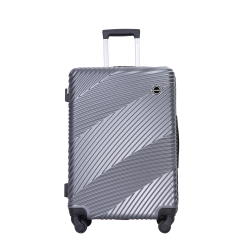 Ensembles de bagages 3 pièces PC + ABS valise légère avec deux crochets, roues pivotantes, (20/24/28) gris