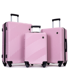 Tripcomp Luggage 3 Piece Set,Suitcase with Spinner Wheels Hardside Lightweight Luggage 20in24in28in.(Pink)