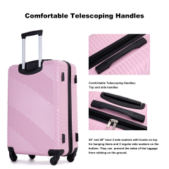 Tripcomp Luggage 3 Piece Set,Suitcase with Spinner Wheels Hardside Lightweight Luggage 20in24in28in.(Pink)