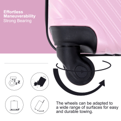 Tripcomp Luggage 3 Piece Set,Suitcase with Spinner Wheels Hardside Lightweight Luggage 20in24in28in.(Pink)