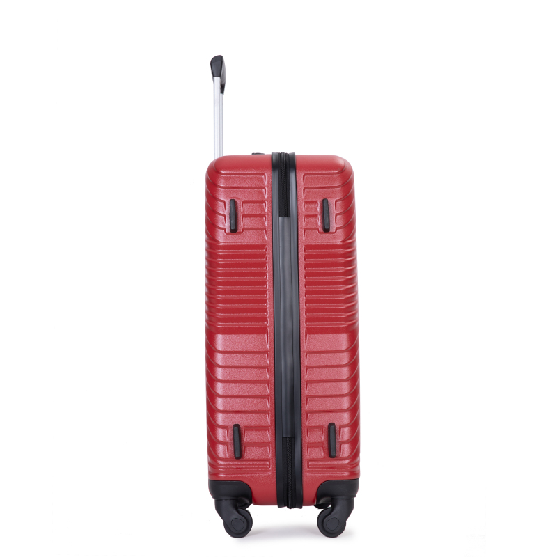 3 Piece Luggage Sets PC+ABS Lightweight Suitcase with Two Hooks, Spinner Wheels, (20/24/28) Red 