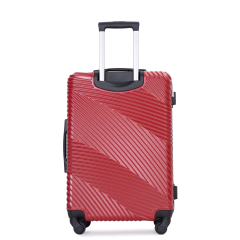 Ensembles de bagages 3 pièces PC + ABS, valise légère avec deux crochets, roues pivotantes (20/24/28) rouge