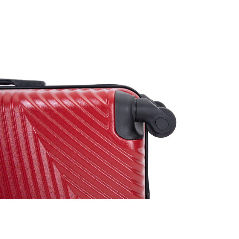 3 Piece Luggage Sets PC+ABS Lightweight Suitcase with Two Hooks, Spinner Wheels, (20/24/28) Red 