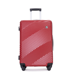 Ensembles de bagages 3 pièces PC + ABS, valise légère avec deux crochets, roues pivotantes (20/24/28) rouge