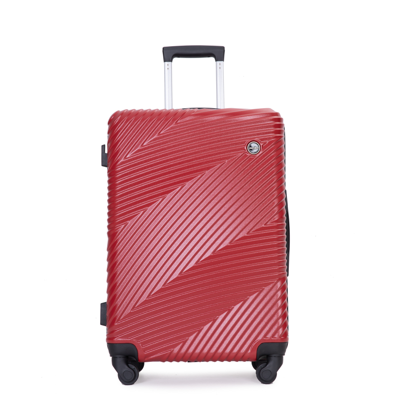 3 Piece Luggage Sets PC+ABS Lightweight Suitcase with Two Hooks, Spinner Wheels, (20/24/28) Red 
