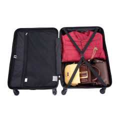 3 Piece Luggage Sets PC+ABS Lightweight Suitcase with Two Hooks, Spinner Wheels, (20/24/28) Red 