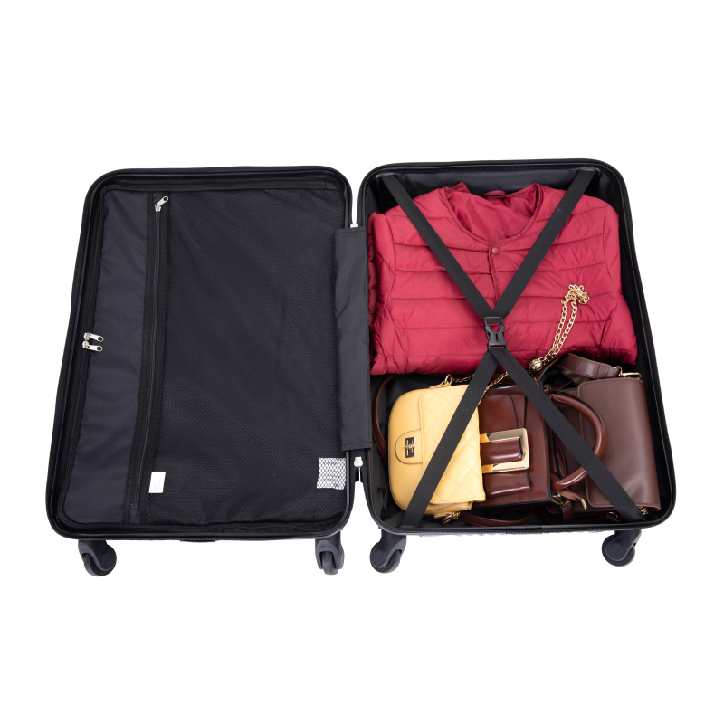 3 Piece Luggage Sets PC+ABS Lightweight Suitcase with Two Hooks, Spinner Wheels, (20/24/28) Red 