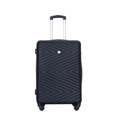 luggage 4-piece ABS lightweight suitcase with rotating wheels, 24 inch and 28 inch with TSA lock, (16/20/24/28) Black