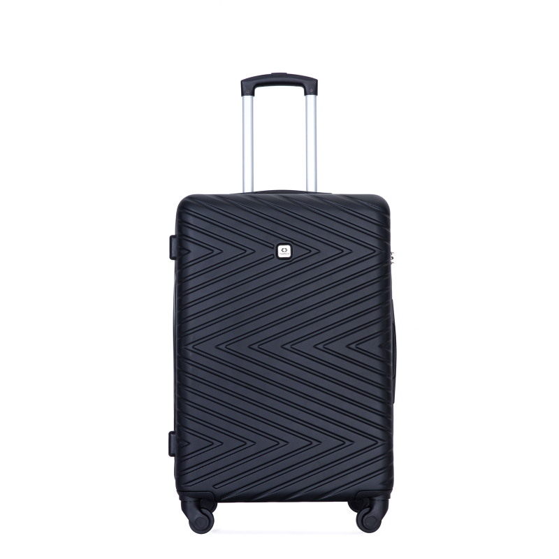 luggage 4-piece ABS lightweight suitcase with rotating wheels, 24 inch and 28 inch with TSA lock, (16/20/24/28) Black