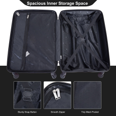 luggage 4-piece ABS lightweight suitcase with rotating wheels, 24 inch and 28 inch with TSA lock, (16/20/24/28) Black