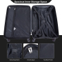 luggage 4-piece ABS lightweight suitcase with rotating wheels, 24 inch and 28 inch with TSA lock, (16/20/24/28) Black