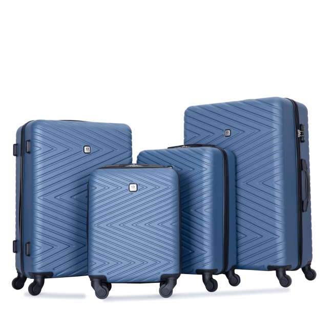 luggage 4-piece ABS lightweight suitcase with rotating wheels, 24 inch and 28 inch with TSA lock, (16/20/24/28) Blue
