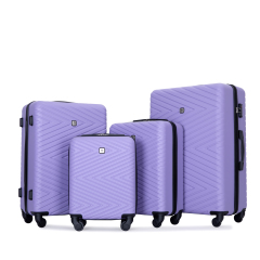 luggage 4-piece ABS lightweight suitcase with rotating wheels, 24 inch and 28 inch with TSA lock, (16/20/24/28) Light Purple