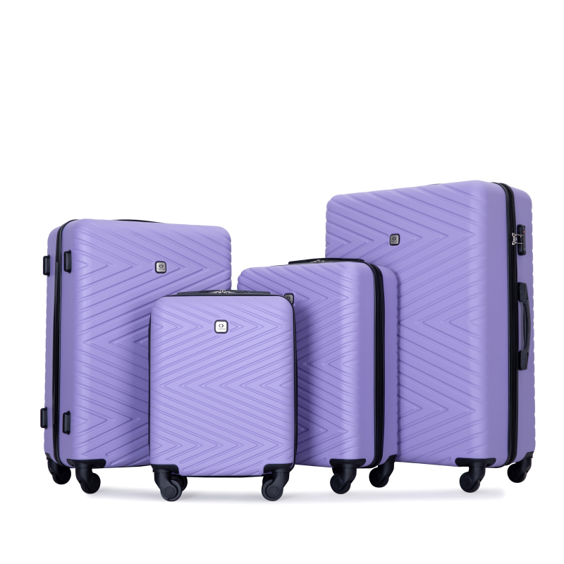 luggage 4-piece ABS lightweight suitcase with rotating wheels, 24 inch and 28 inch with TSA lock, (16/20/24/28) Light Purple