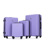 luggage 4-piece ABS lightweight suitcase with rotating wheels, 24 inch and 28 inch with TSA lock, (16/20/24/28) Light Purple