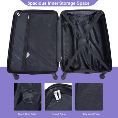 luggage 4-piece ABS lightweight suitcase with rotating wheels, 24 inch and 28 inch with TSA lock, (16/20/24/28) Light Purple