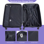 luggage 4-piece ABS lightweight suitcase with rotating wheels, 24 inch and 28 inch with TSA lock, (16/20/24/28) Light Purple