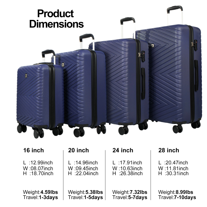 Travelhouse 4 Piece Hardshell Luggage Set Hardside Lightweight Suitcase with TSA Lock Spinner Wheels.(Dark green)