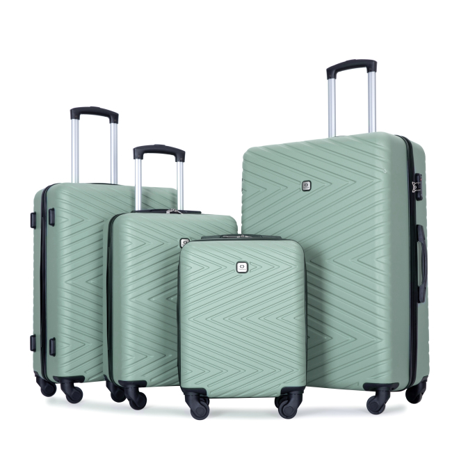 luggage 4-piece ABS lightweight suitcase with rotating wheels, 24 inch and 28 inch with TSA lock, (16/20/24/28) Olive Green