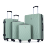 luggage 4-piece ABS lightweight suitcase with rotating wheels, 24 inch and 28 inch with TSA lock, (16/20/24/28) Olive Green