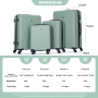 luggage 4-piece ABS lightweight suitcase with rotating wheels, 24 inch and 28 inch with TSA lock, (16/20/24/28) Olive Green