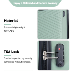 luggage 4-piece ABS lightweight suitcase with rotating wheels, 24 inch and 28 inch with TSA lock, (16/20/24/28) Olive Green