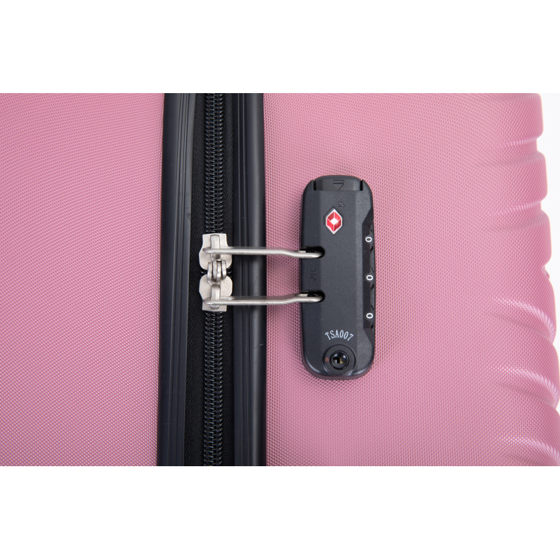 luggage 4-piece ABS lightweight suitcase with rotating wheels, 24 inch and 28 inch with TSA lock, (16/20/24/28) Pink