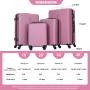 luggage 4-piece ABS lightweight suitcase with rotating wheels, 24 inch and 28 inch with TSA lock, (16/20/24/28) Pink