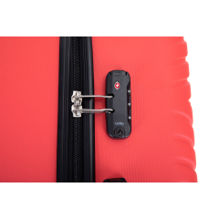 luggage 4-piece ABS lightweight suitcase with rotating wheels, 24 inch and 28 inch with TSA lock, (16/20/24/28) Red