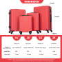 luggage 4-piece ABS lightweight suitcase with rotating wheels, 24 inch and 28 inch with TSA lock, (16/20/24/28) Red