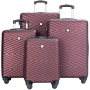 luggage 4-piece ABS lightweight suitcase with rotating wheels, 24 inch and 28 inch with TSA lock, (16/20/24/28) Wine Red