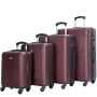 luggage 4-piece ABS lightweight suitcase with rotating wheels, 24 inch and 28 inch with TSA lock, (16/20/24/28) Wine Red