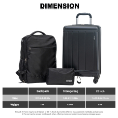 Tripcomp Luggage Sets 3 Piece,Travel Backpack Hardside Suitcase with Spinner Wheels Lightweight Carry On (Black)