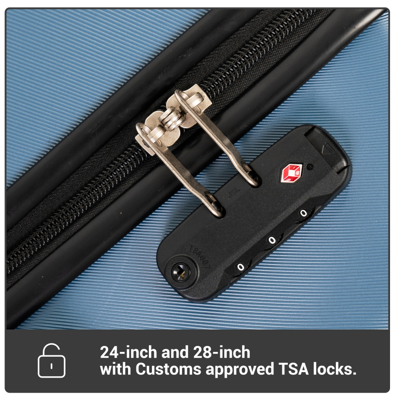 Tripcomp 여행 가방 세트 3종, 스피너 휠이 달린 여행용 백팩 하드케이스, 가벼운 휴대용 가방 (블루)